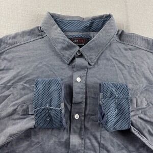 Johnston Murphy J&M Flex Mens L Blue Geometric Flip Cuff Button Up Long Sleeve